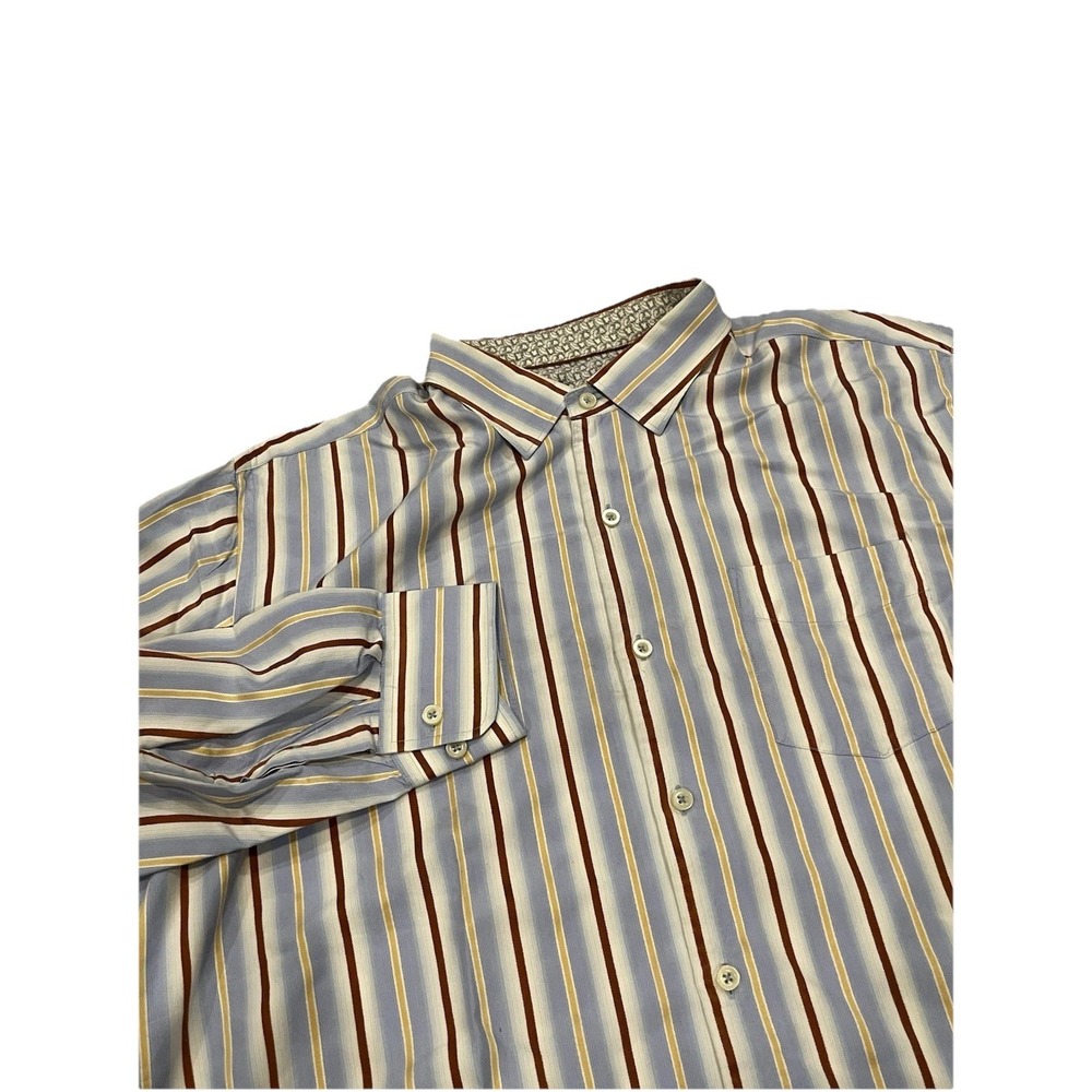 Tommy Bahama Men's Silk Striped Long Sleeve Button Up Shirt XL